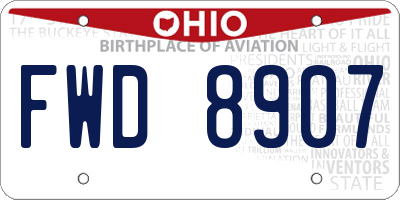 OH license plate FWD8907
