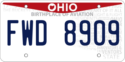 OH license plate FWD8909