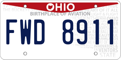 OH license plate FWD8911