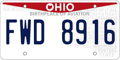 OH license plate FWD8916