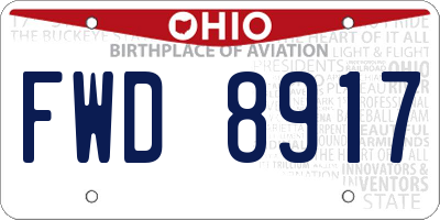OH license plate FWD8917