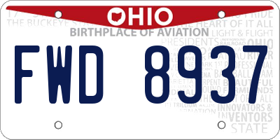 OH license plate FWD8937