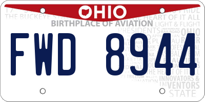 OH license plate FWD8944