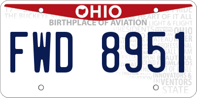 OH license plate FWD8951