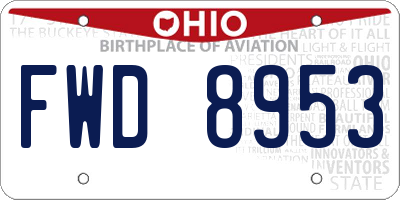 OH license plate FWD8953