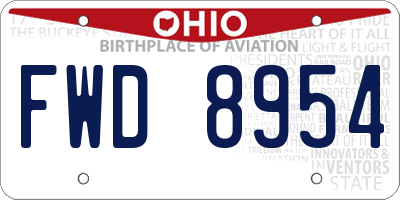 OH license plate FWD8954