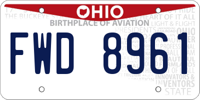 OH license plate FWD8961