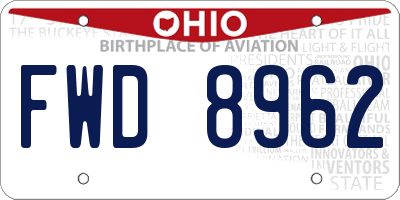 OH license plate FWD8962