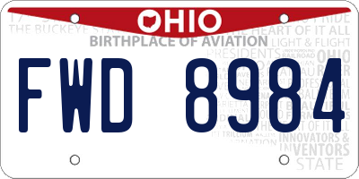OH license plate FWD8984