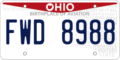 OH license plate FWD8988