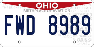 OH license plate FWD8989