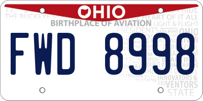 OH license plate FWD8998