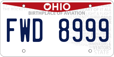 OH license plate FWD8999