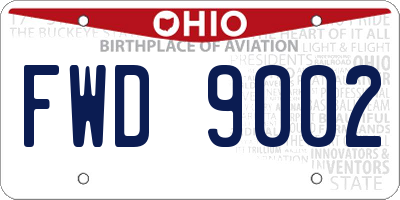 OH license plate FWD9002