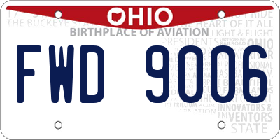 OH license plate FWD9006