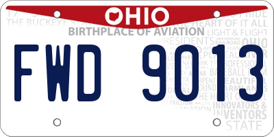OH license plate FWD9013