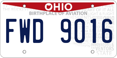 OH license plate FWD9016