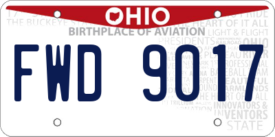 OH license plate FWD9017