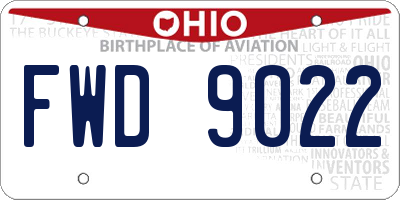 OH license plate FWD9022