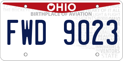 OH license plate FWD9023