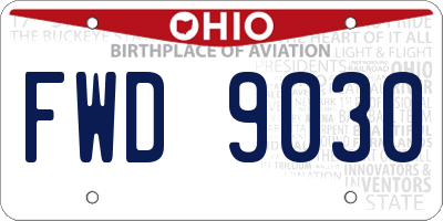 OH license plate FWD9030
