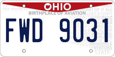 OH license plate FWD9031