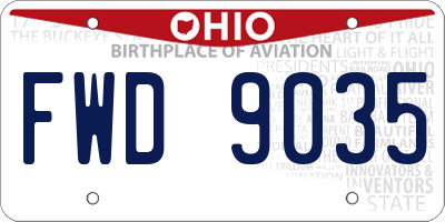 OH license plate FWD9035