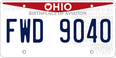 OH license plate FWD9040