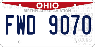 OH license plate FWD9070