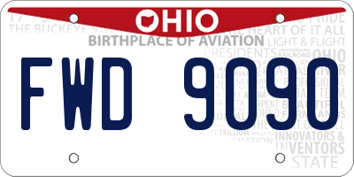 OH license plate FWD9090