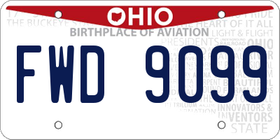 OH license plate FWD9099