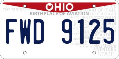 OH license plate FWD9125