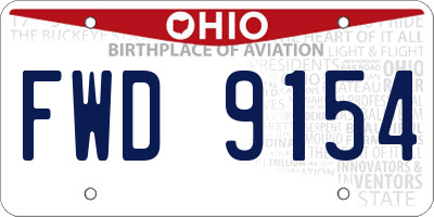 OH license plate FWD9154