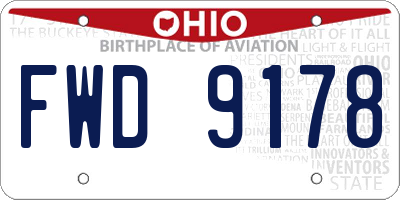 OH license plate FWD9178