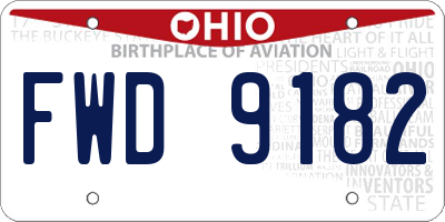 OH license plate FWD9182