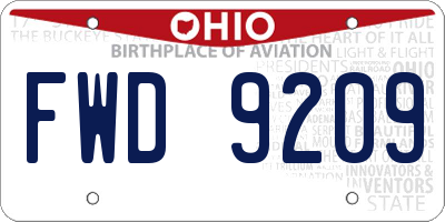 OH license plate FWD9209