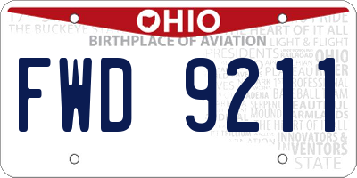 OH license plate FWD9211