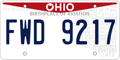 OH license plate FWD9217