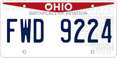 OH license plate FWD9224