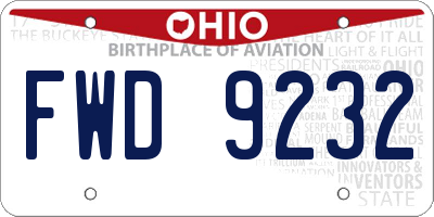 OH license plate FWD9232