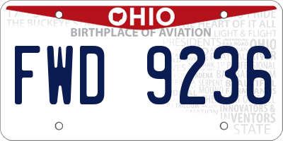OH license plate FWD9236