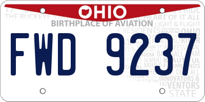 OH license plate FWD9237
