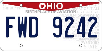 OH license plate FWD9242