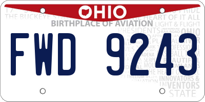 OH license plate FWD9243