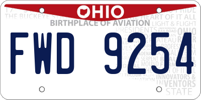 OH license plate FWD9254