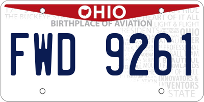 OH license plate FWD9261