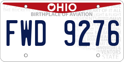 OH license plate FWD9276