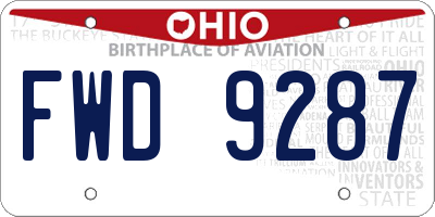 OH license plate FWD9287