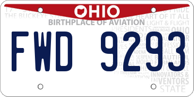 OH license plate FWD9293