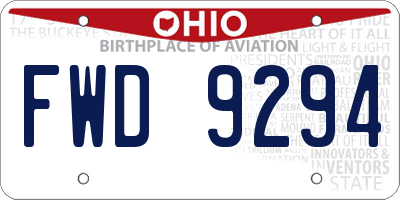 OH license plate FWD9294